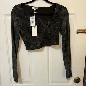 Good American Huntersnake Asymetric Mesh Tee  - Size 2